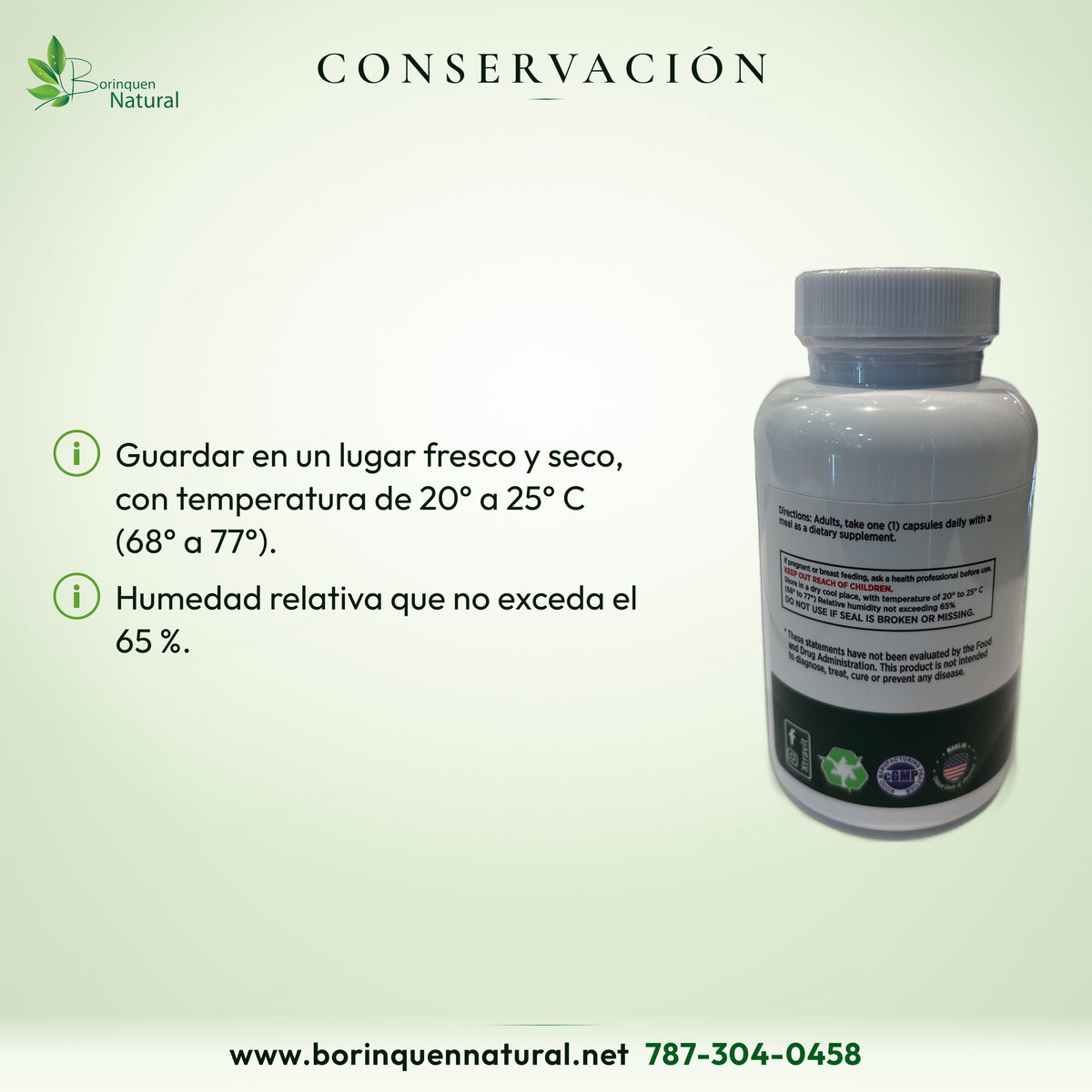 Guardar fresco y seco, de 20 a 25 °C y humedad relativa no mayor del 65 %.