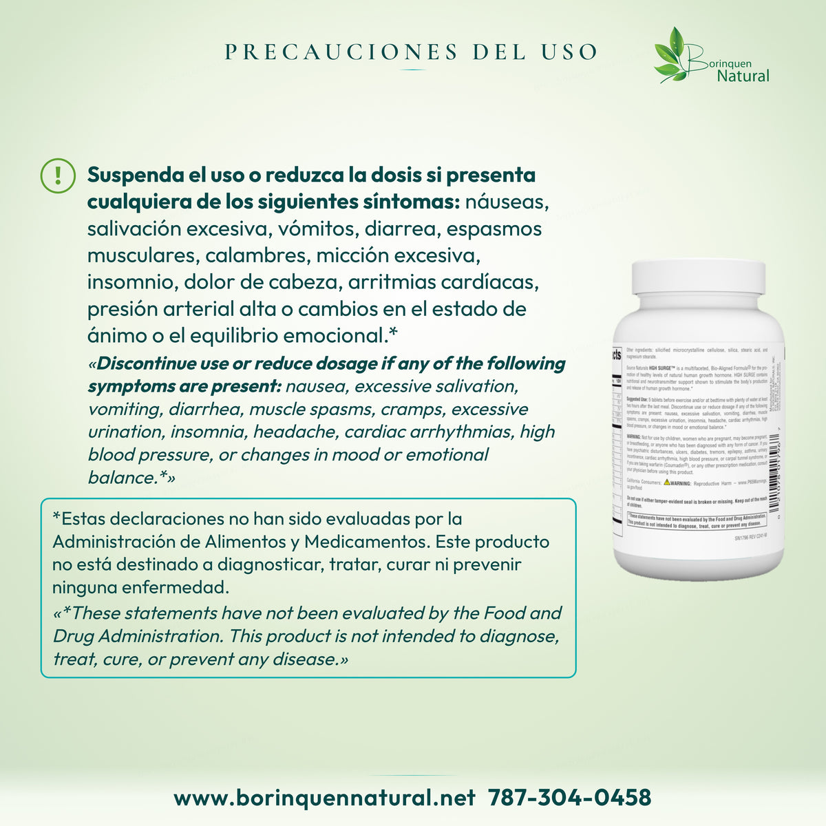 Suspender o reducir dosis ante náuseas, vómitos, diarrea, espasmos, calambres, insomnio o cambios de ánimo.