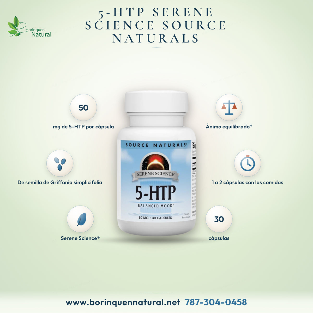 5-HTP Serene Science Balanced Mood de Source Naturals, 30 Cápsulas