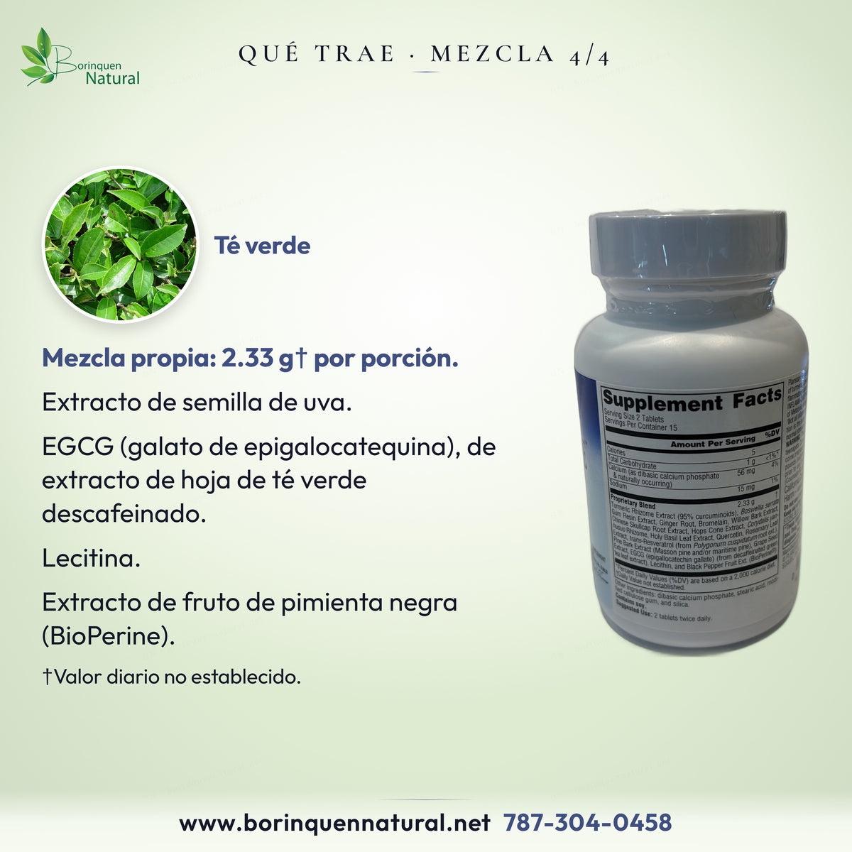 Inflama-Care: mezcla con semilla de uva, EGCG de té verde descafeinado, lecitina y BioPerine.