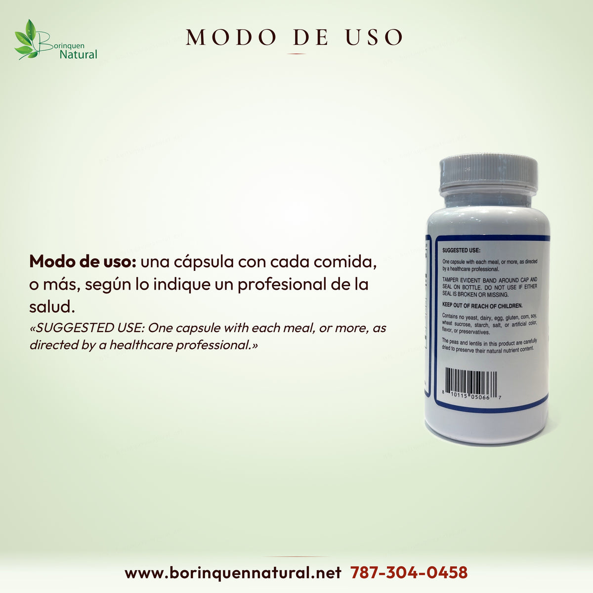 Modo de uso de Lithio-Plex: una cápsula con cada comida, o más, según lo indique un profesional de la salud