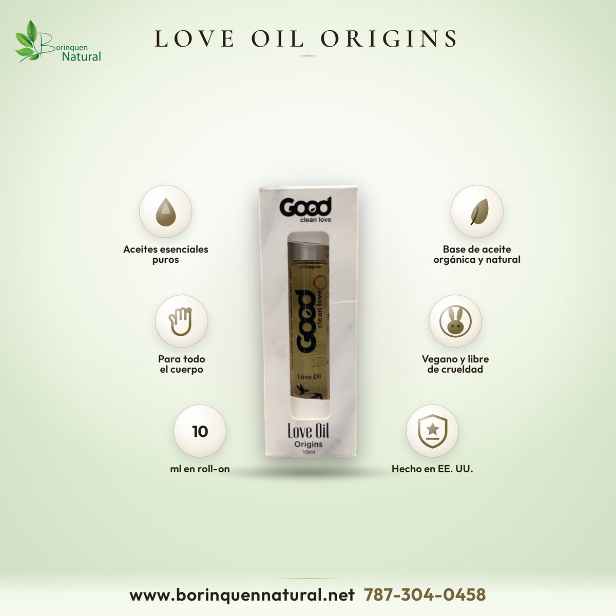 Love Oil Origins de Good Clean Love, aceite de masaje en roll-on de 10 ml con aceites esenciales y base orgánica