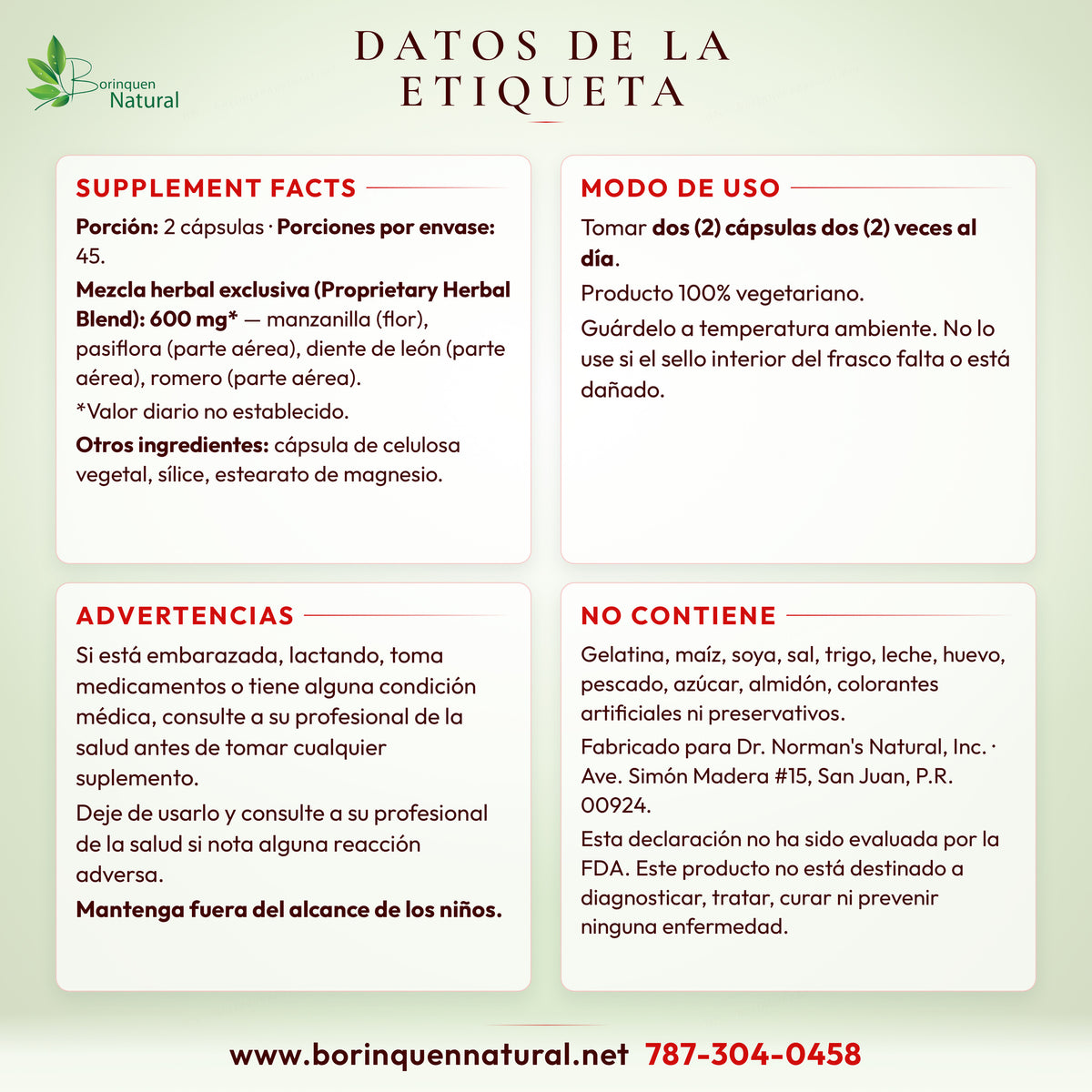 Datos de la etiqueta de Lowpressol: Supplement Facts, modo de uso, advertencias y lo que no contiene