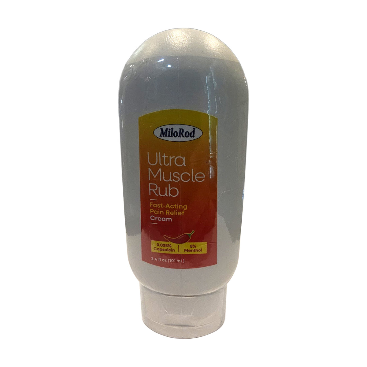 Ultra Muscle Rub de MiloRod, tubo de crema de 3.4 fl oz (101 mL) con 0.025% de capsaicina y 5% de mentol