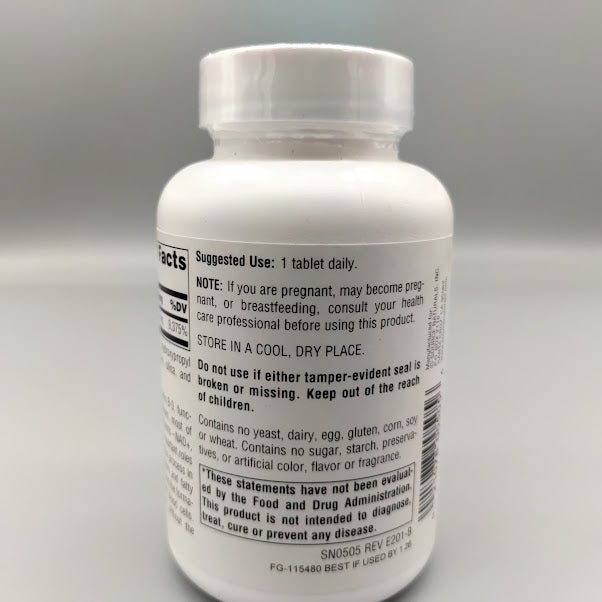 Niacinamide - B-3 1,500 MG - 50 Tablets de Source Naturals — vista posterior del envase