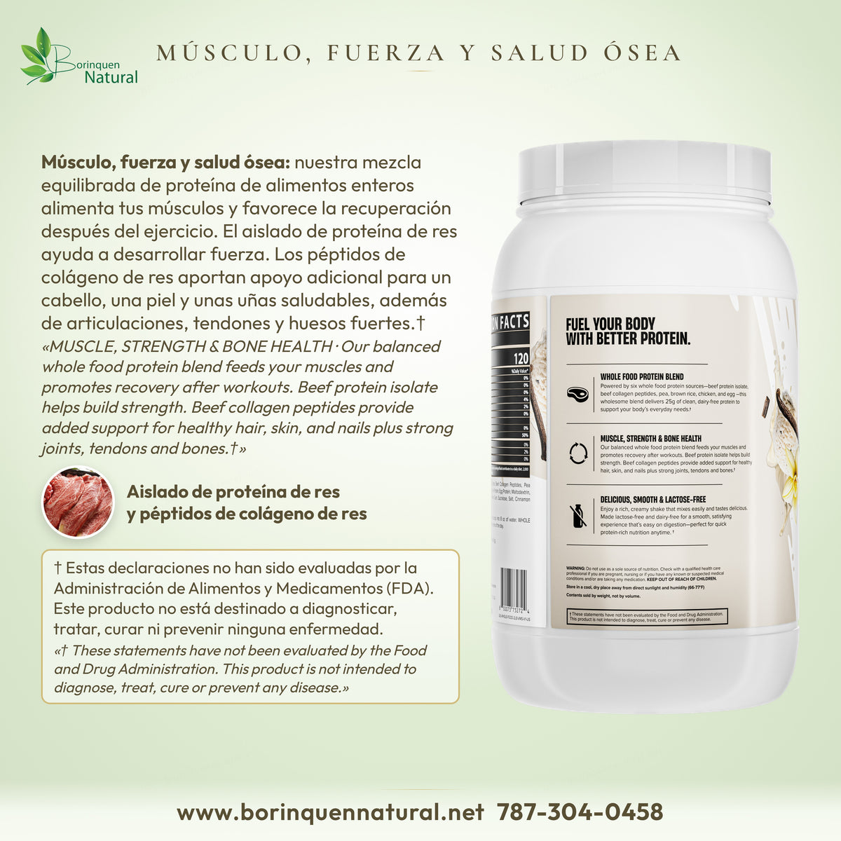 Músculo, fuerza y salud ósea con Whole Food Protein de Nutrex: aislado de proteína de res y péptidos de colágeno de res