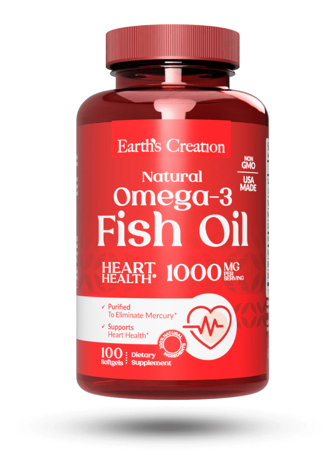 Omega-3 aceite de pescado 1000 mg Earth's Creation, 100 softgels