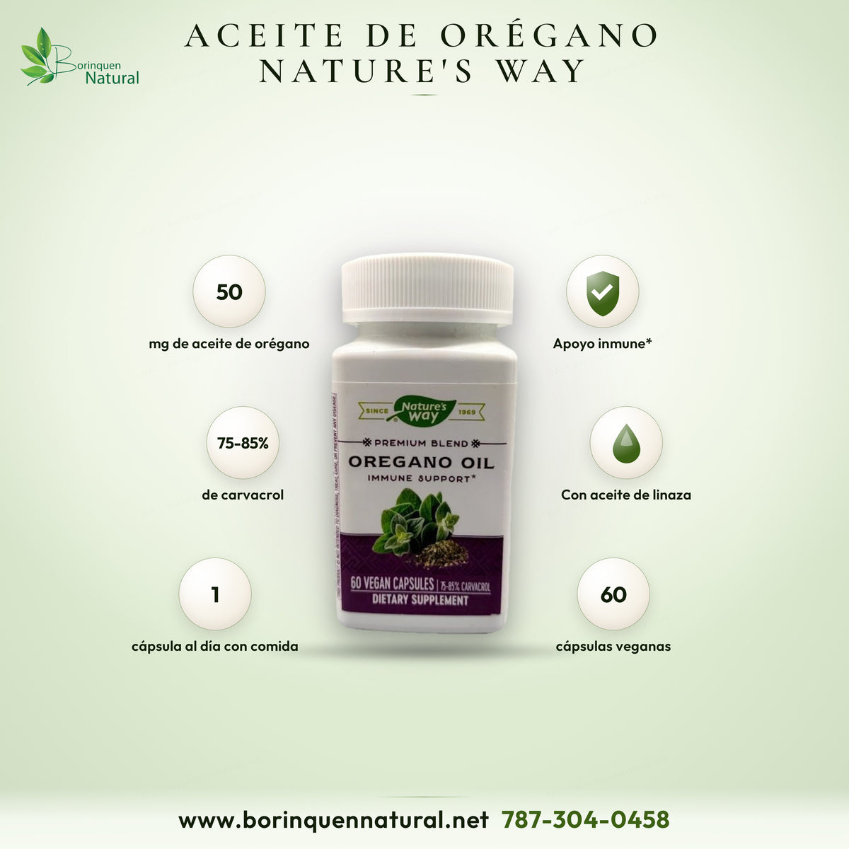 Oregano Oil Premium Blend de Nature's Way, aceite de orégano con 75 a 85 por ciento de carvacrol, apoyo inmune, 60 cápsulas