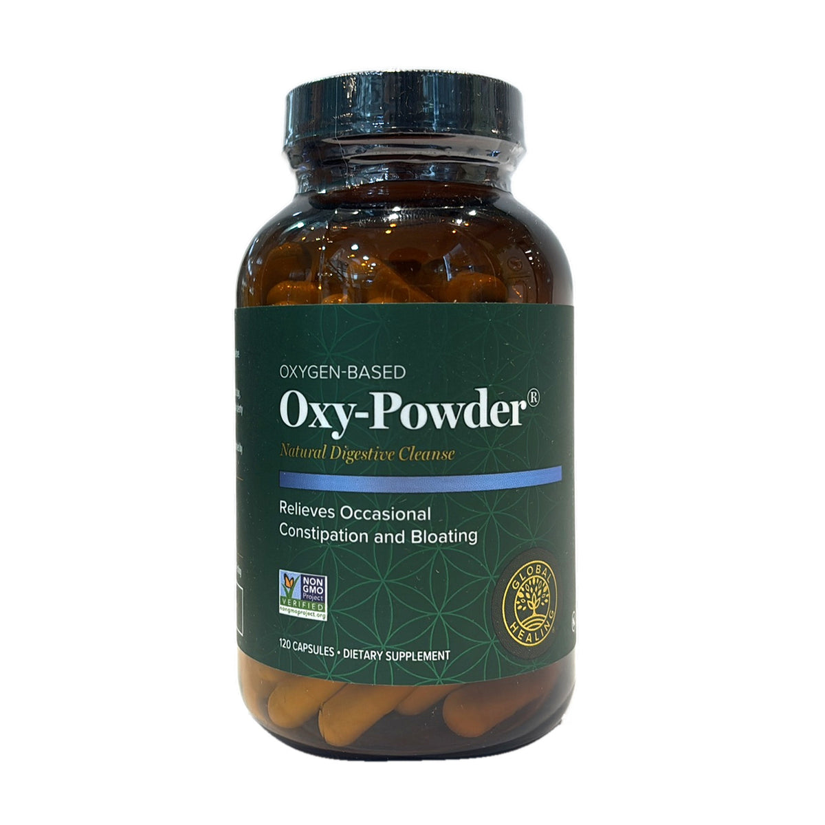 Oxy-Powder de Global Healing, frasco de vidrio ámbar de 120 cápsulas, suplemento dietético a base de oxígeno