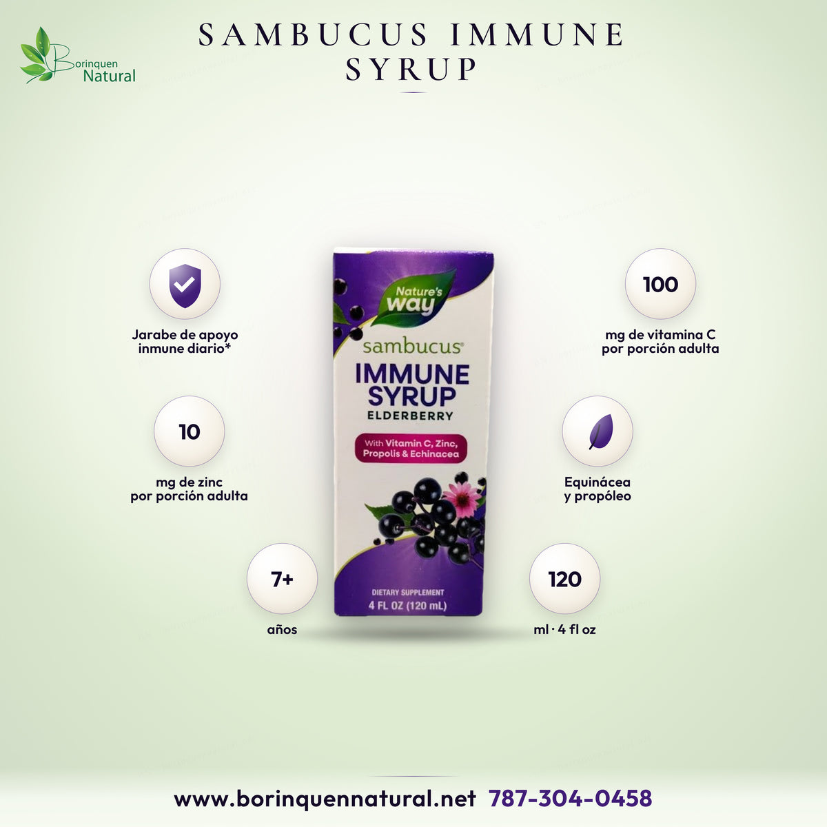 Sambucus Immune Syrup de Nature's Way, jarabe de saúco negro con vitamina C, zinc, propóleo y equinácea, 4 fl oz