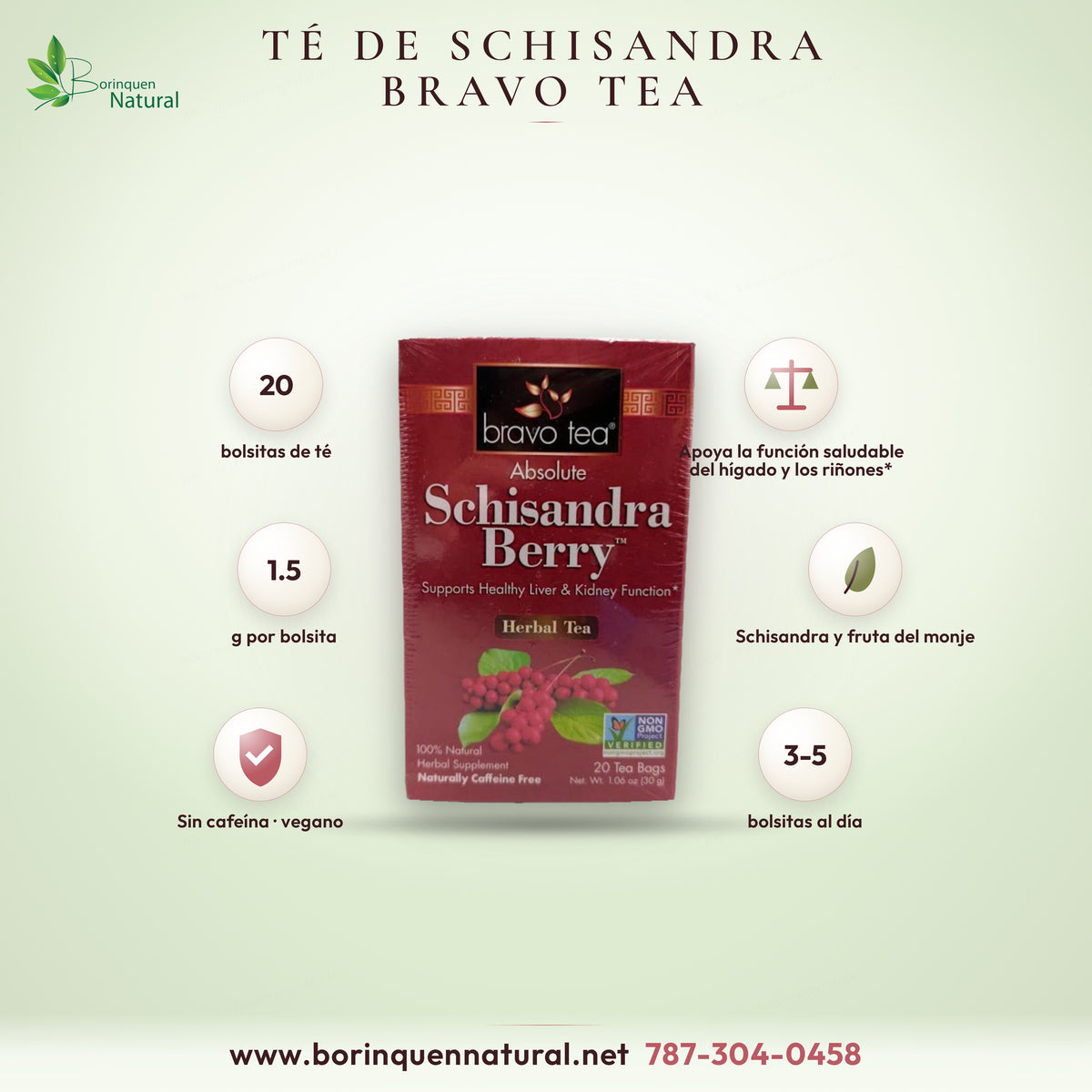 Bravo Tea Absolute Schisandra Berry herbal tea, caffeine free, box of 20 tea bags