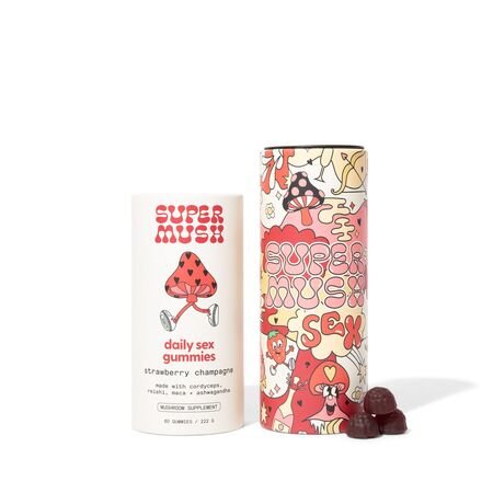 Super Mush Daily Sex gummies fresa champagne, 60 uds, cordyceps maca reishi