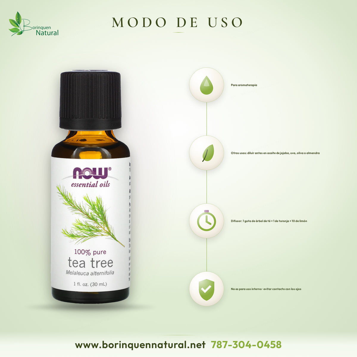 NOW tea tree oil directions: aromatherapy and, for other uses, diluted in a carrier oil
