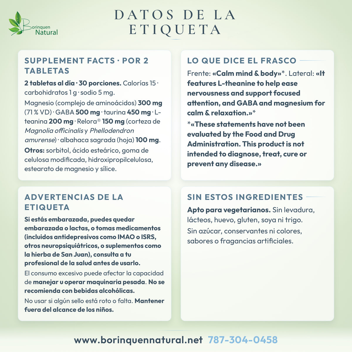 Datos de la etiqueta de Theanine Serene with Relora de Source Naturals: Supplement Facts, modo de uso, lo que dice el frasco y advertencias