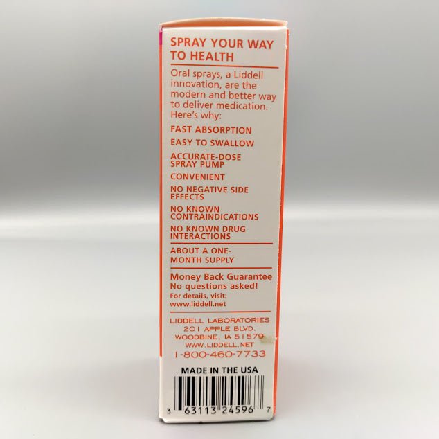 Vital II Liddell spray oral homeopático con ginseng, 1 oz, sin hormonas — vista lateral