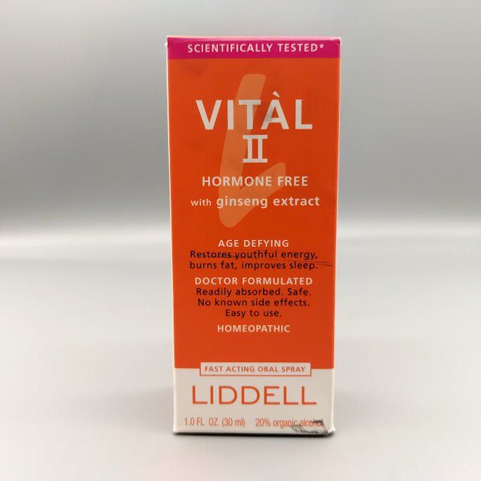 Vital II Liddell spray oral homeopático con ginseng, 1 oz, sin hormonas