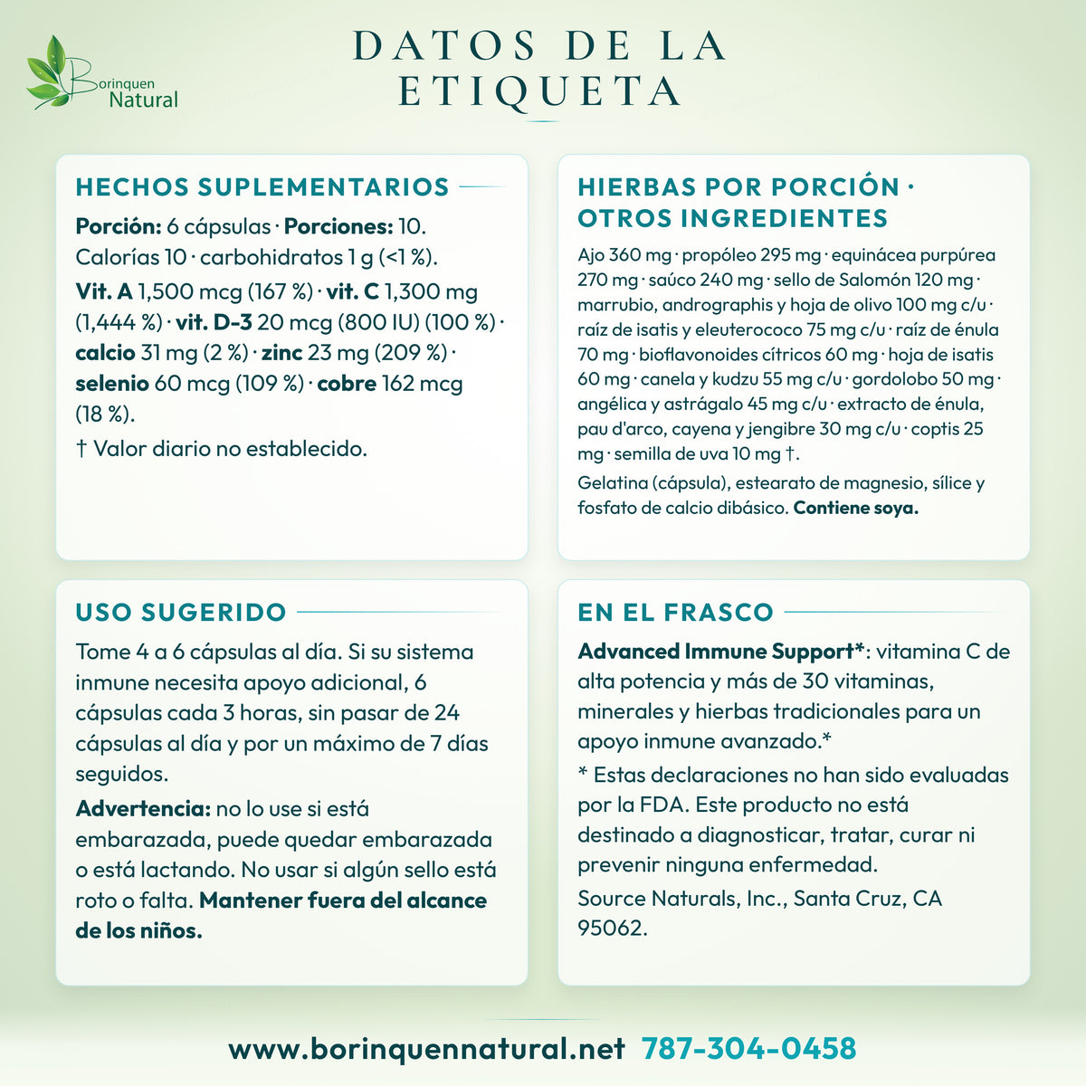 Datos de la etiqueta de Wellness Formula de Source Naturals: hechos suplementarios, uso y advertencias