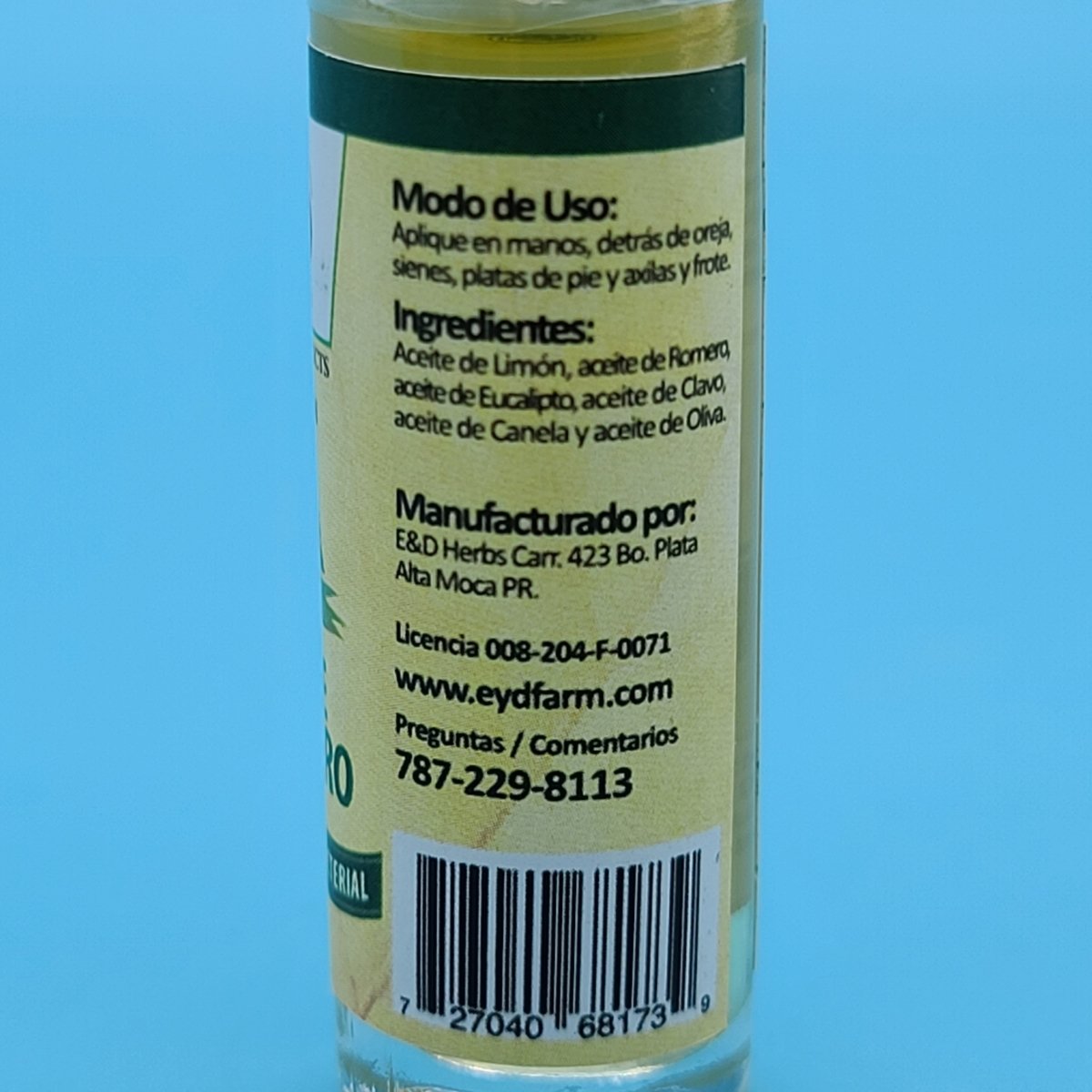 Aceite de Ratero - Roll-On - 1/2oz en Puerto Rico — natural — vista posterior del envase