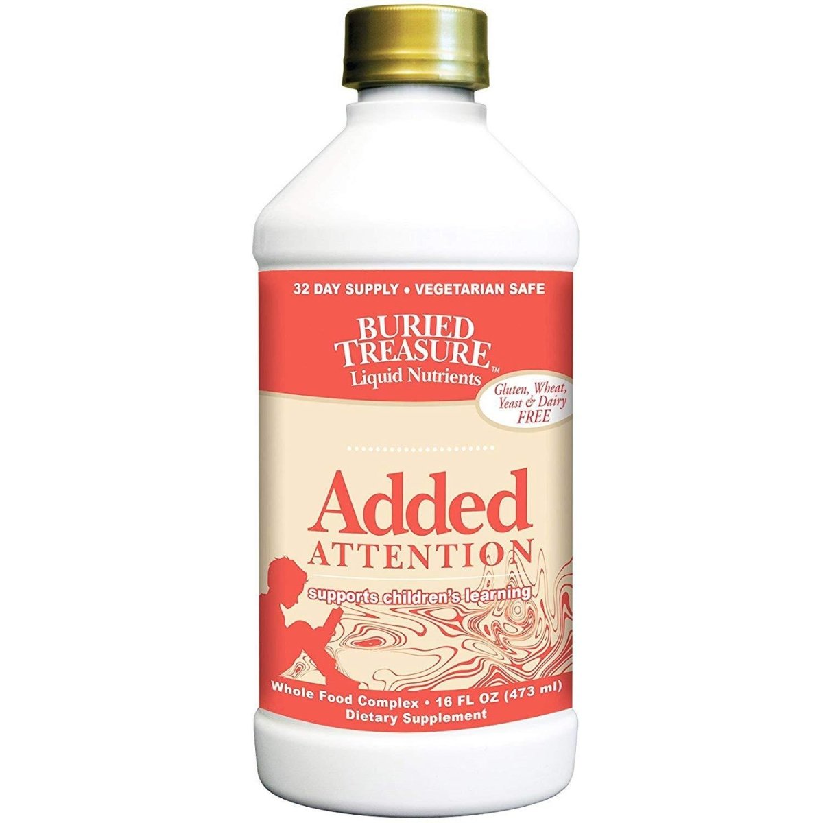 Frasco de 16 oz de Added Attention líquido de Buried Treasure para la concentración de los niños