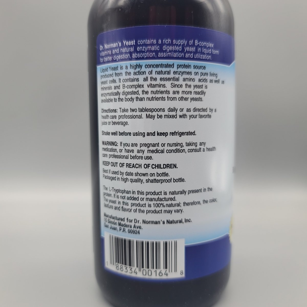 LIQUID YEAST - B-Complex - LIGHTLY SWEETENED - 16oz