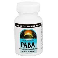 PABA 100 mg Source Naturals 100 Tabletas para Piel y Pelo